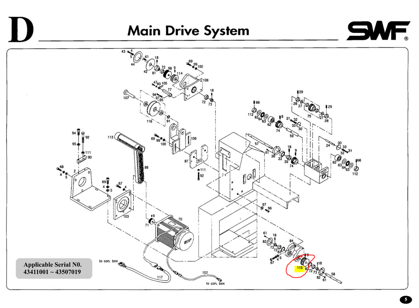 SWF_UPPER SHAFT DRIVING TIMING PULLEY (42*S5M*25)
