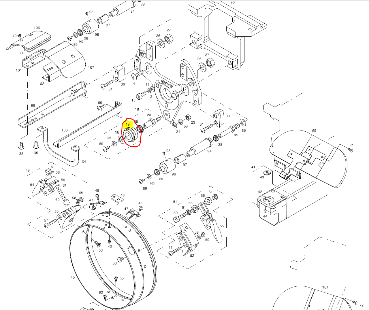 SWF_CAP DRIVING FRAME GUIDE ROLLER