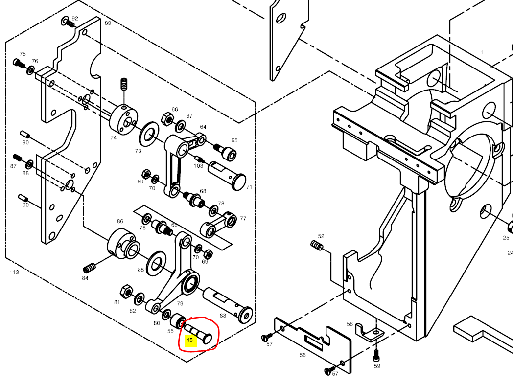SWF_PRESSER FOOT STOPPER ROLLER HINGE PIN