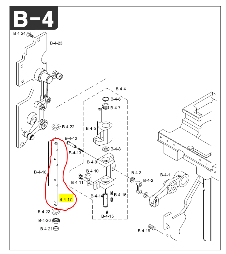 SWF_NEEDLE BAR DRIVING SHAFT KE,SB (@8*L167.5,HOLE 5)
