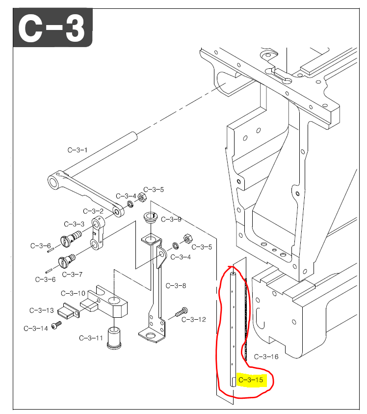 SWF_NEEDLE BAR DRIVING SHAFT (@7.24*L167.5, HOLE 9)