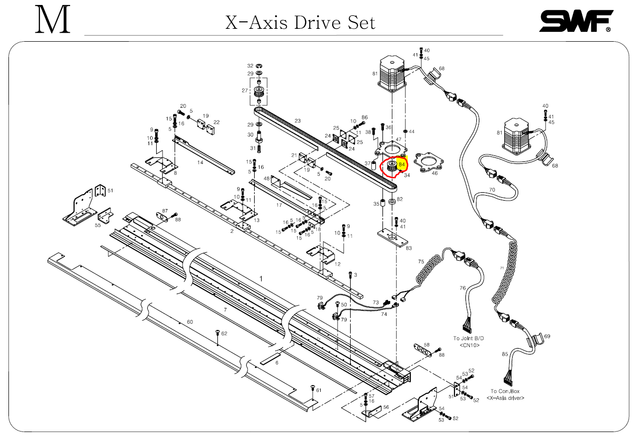 SWF_X-AXIS TIMING PULLEY B (16*AT5*015BF) L 21.5
